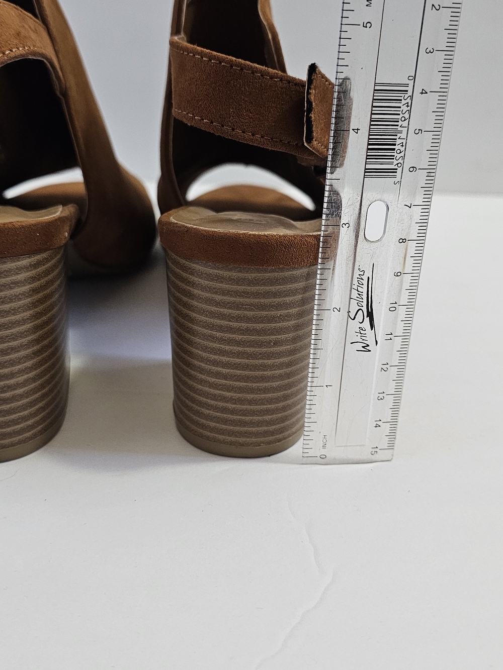 Women’s Suede Peep-Toe Block Heel Sandals - Brown - Picture 5 of 8